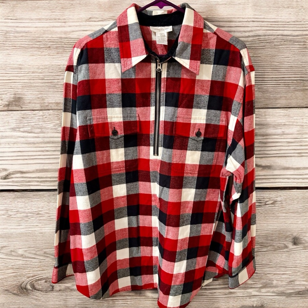 Jones New York Red and Black Plaid Shirt